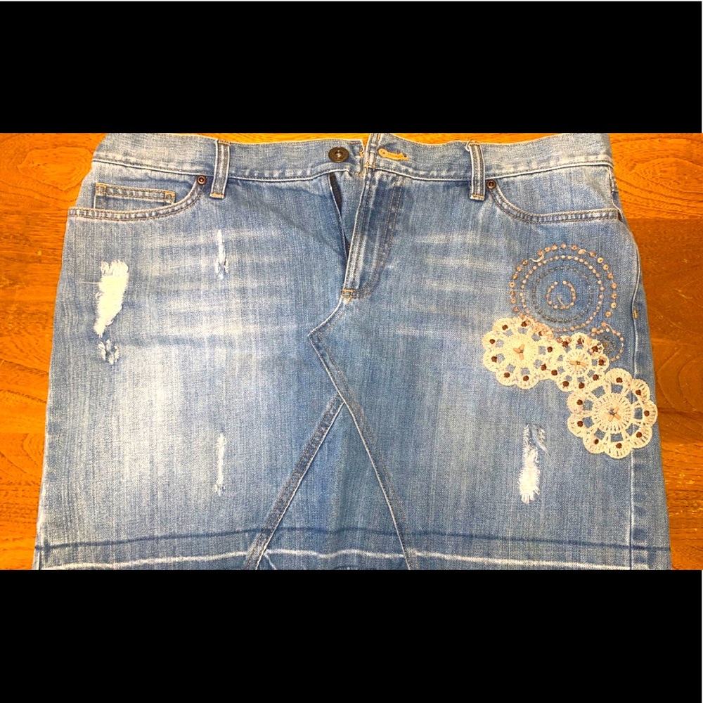 Jean mini skirt with beading size 14